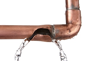 copper pipe with a leak