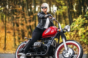 woman sitting on a motorcycle